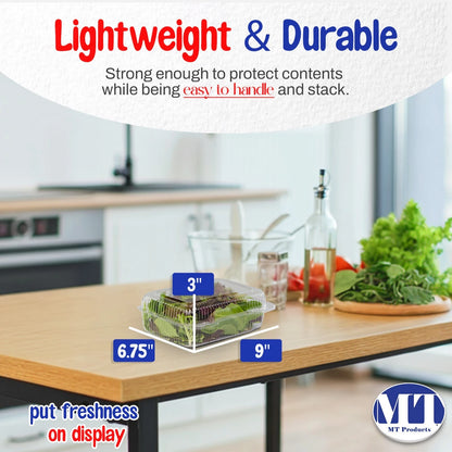 Pack of 350 Plastic Salad Containers with Lids 9" x 6.75" x 3"