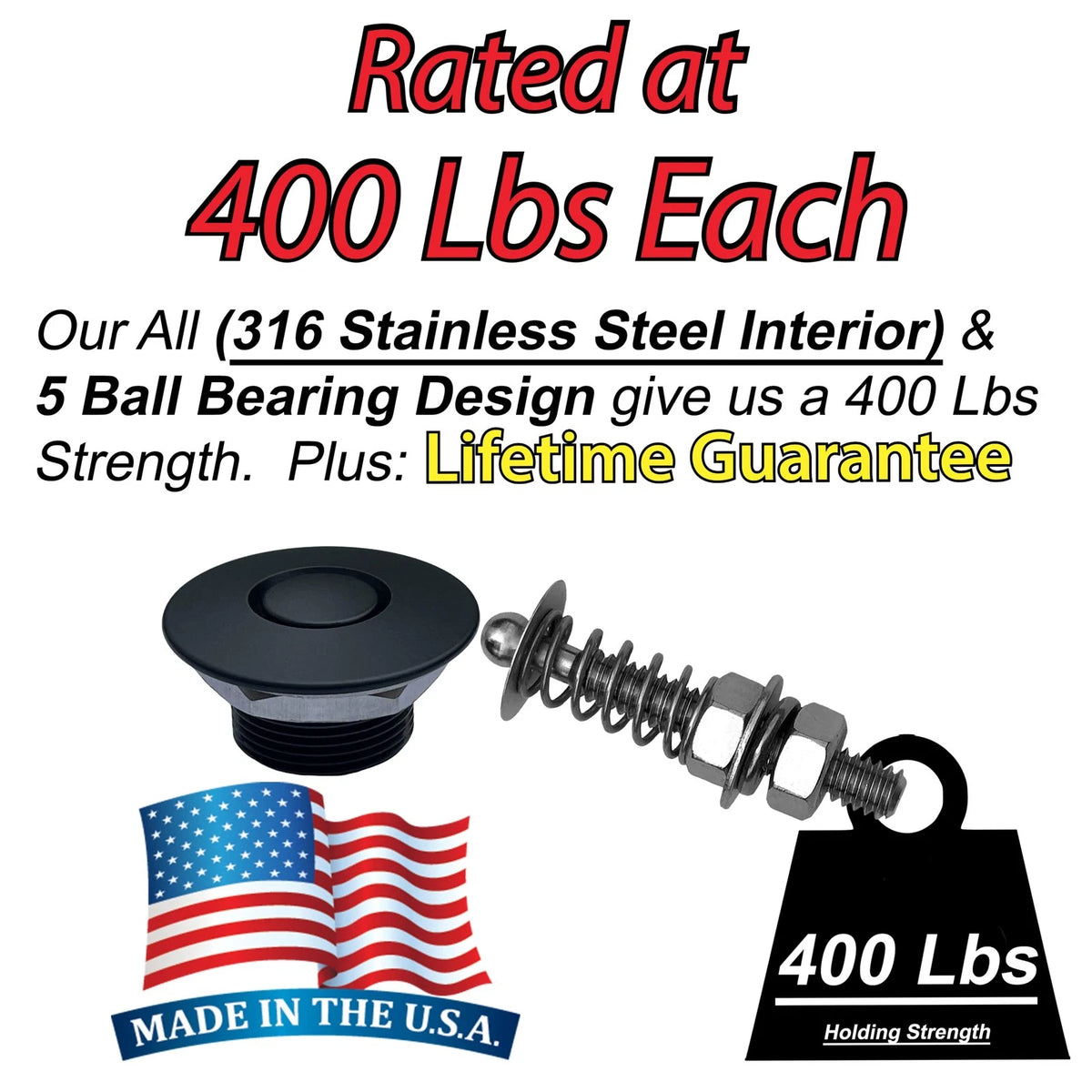 1.5" & 2" Stud Quick Release Latch Hood Pin for Universal Fit (2010–2023)