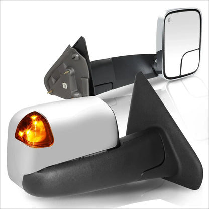 Set of 2 Power Heated Chrome Towing Mirrors with LED Signal for Dodge Ram 1500-3500 (2002–2009)
