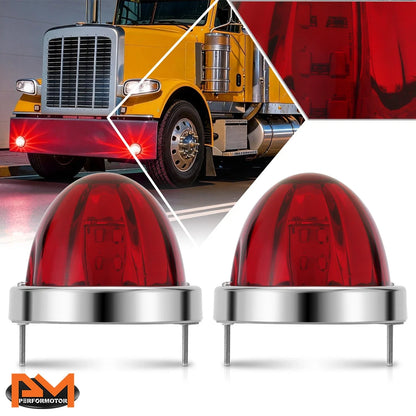 Set of 2 Red/Chrome LED Turn Signal Lamps for Universal Trucks Trailers