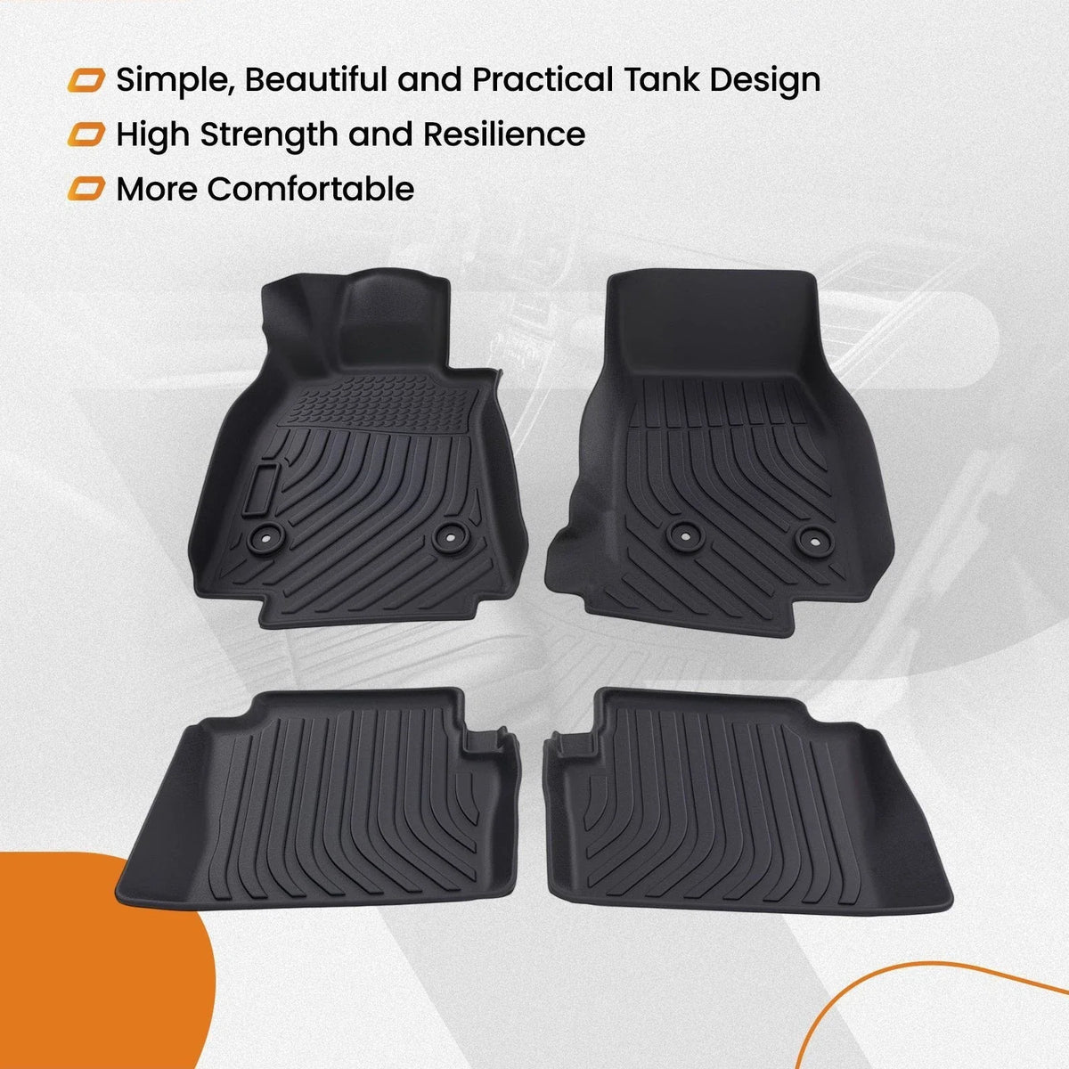 All Weather Carpet Floor Mats for Cadillac CT5 (2020–2025) TPE Black Waterproof