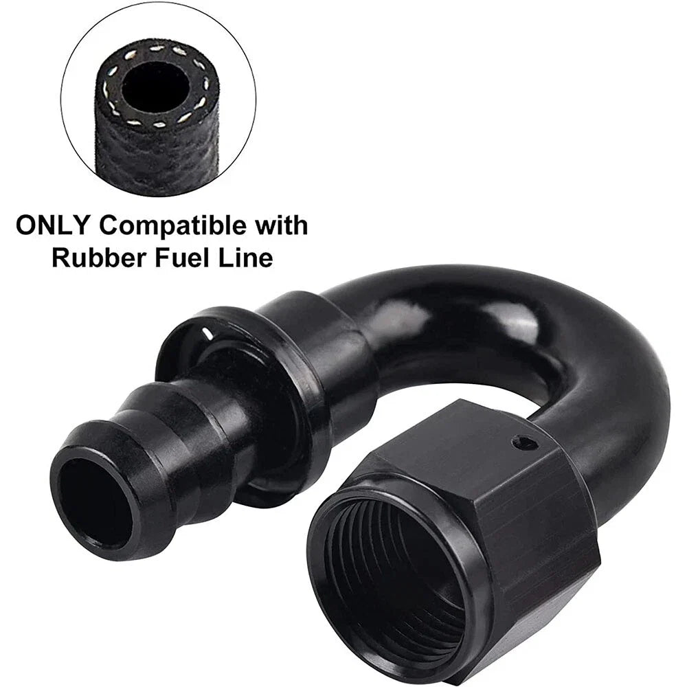 2PCS 10AN AN10 180 Degree Fuel Oil Gas Line Push-On Hose End Fitting