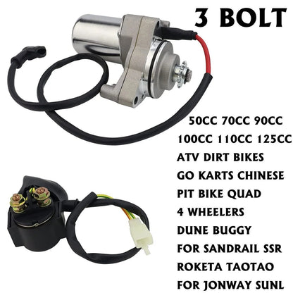 3 Bolt Starter & Relay for Roketa Taotao 50cc 70cc 90cc 100cc 110cc 125cc