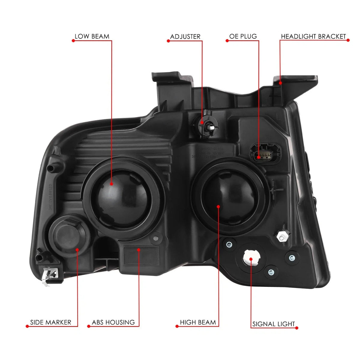 Headlights Pair for Ford Expedition (2015–2017) OE Style Black Housing Clear Lens