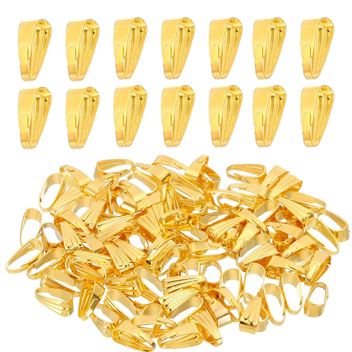 100Pcs Snap Bail Hook Pinch for Pendant Charm - Gold Tone