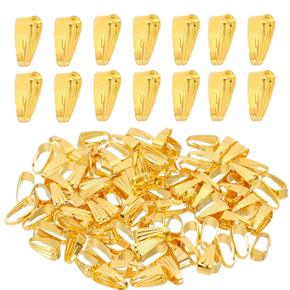100Pcs Snap Bail Hook Pinch for Pendant Charm - Gold Tone