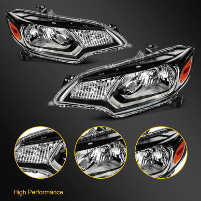 2X Halogen Headlights for Honda Fit (2015–2017) Black Amber