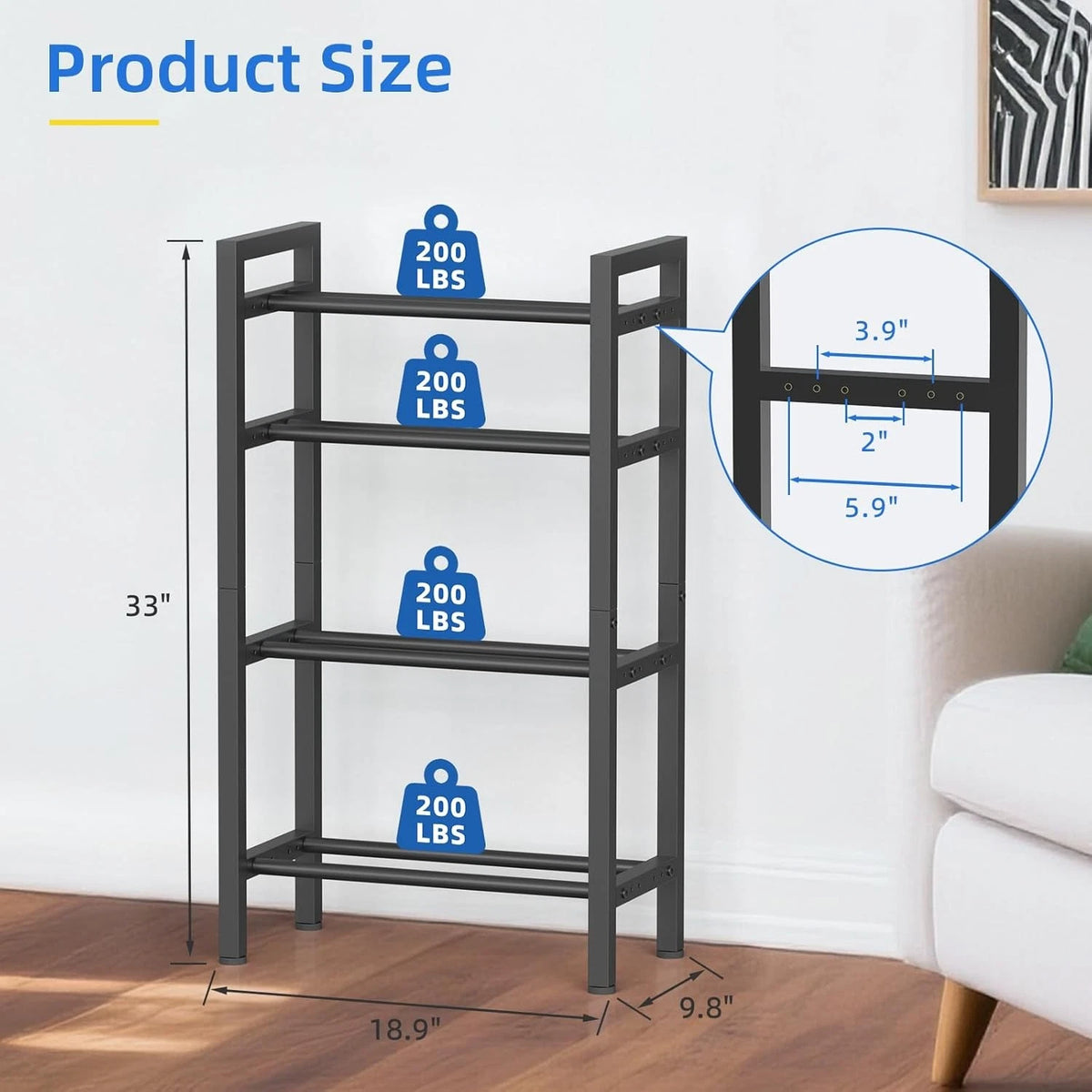 4 Tier Dumbbell Rack for Home Gym (Adjustable, Heavy Duty)