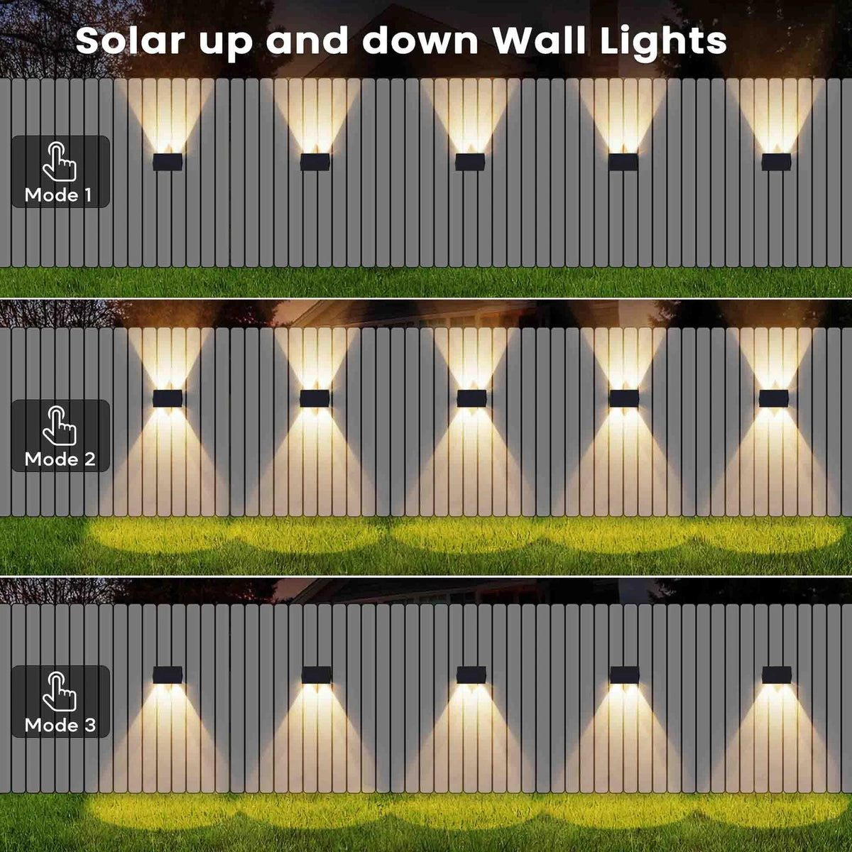 2X Solar Fence Lights for Flexible Installation (Up/Down)