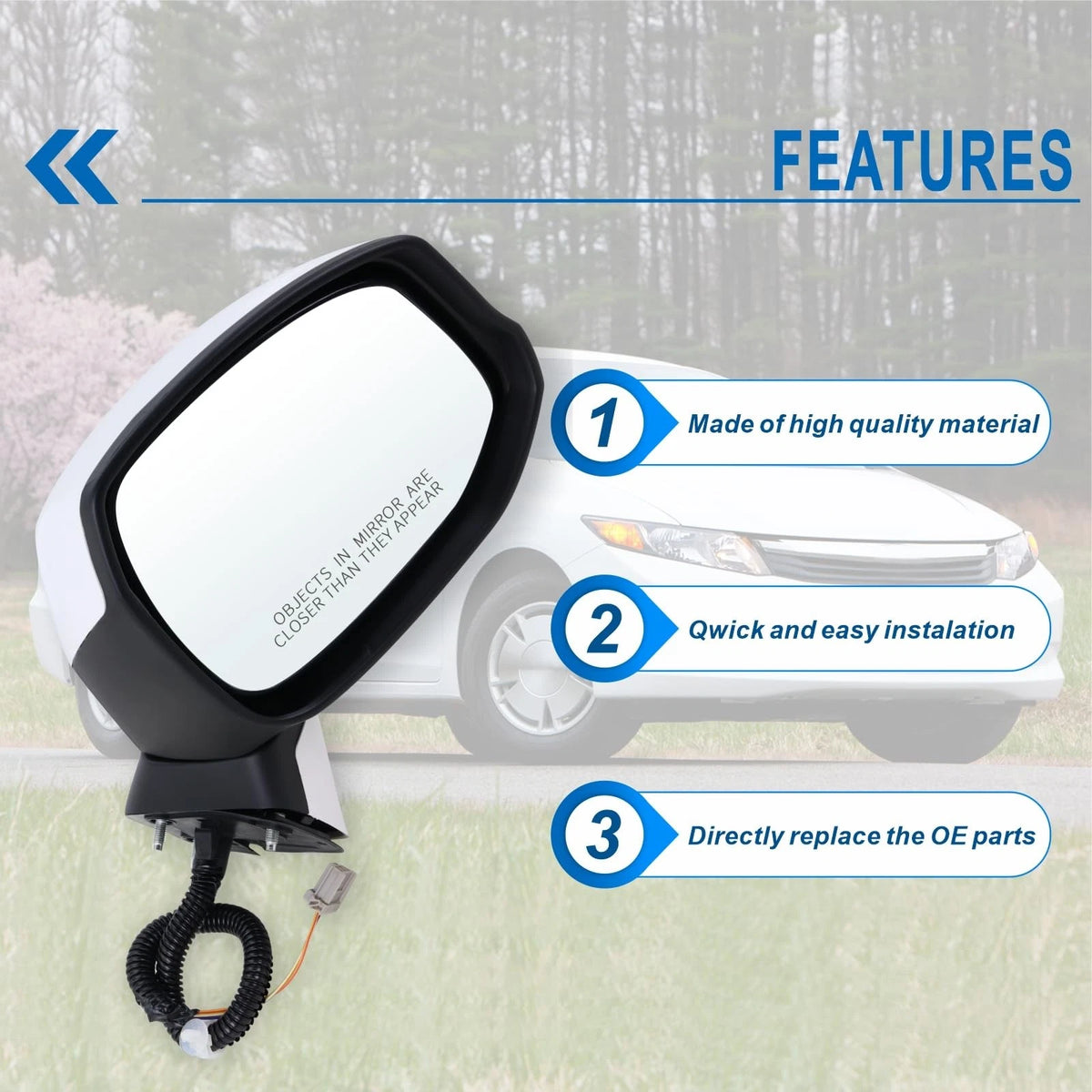 Right Passenger Side Mirror for Lqito (2012–2014)