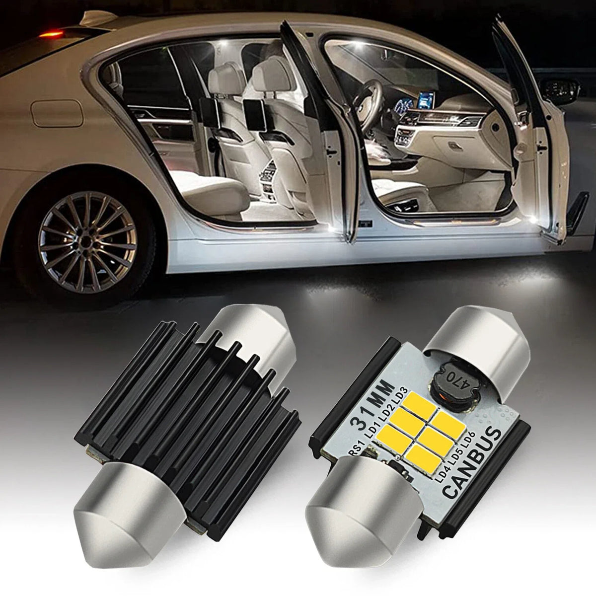 Set of 2 AUXITO LED Dome Light Bulbs for Honda Nissan