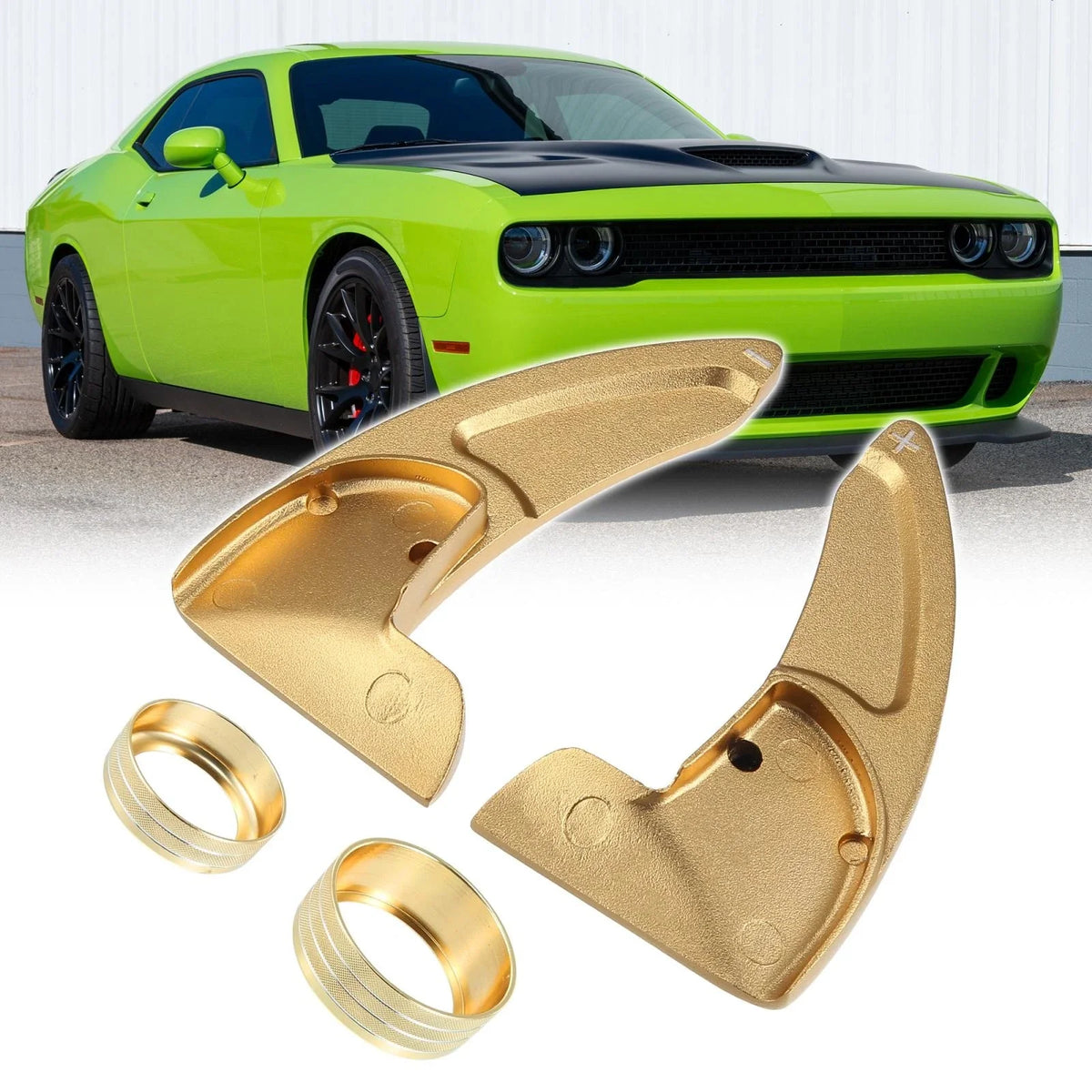 Gold Tone Inner Paddle Shifter AC Volume Knob Cover Ring Trim for Dodge Charger (2011–2023) 745065577943