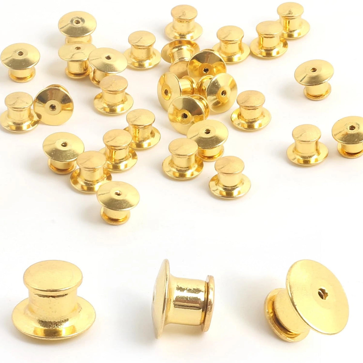 Gold Lapel Pin Backs, Metal Keepers, Butterfly Clutch Fasteners