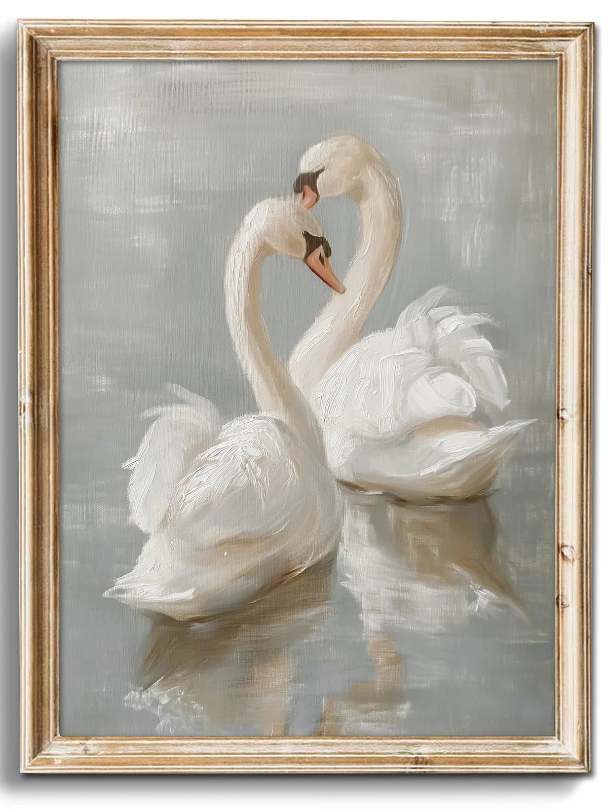 Set of 2 Vintage Swan Canvas Wall Art Prints 10"L x 8"W