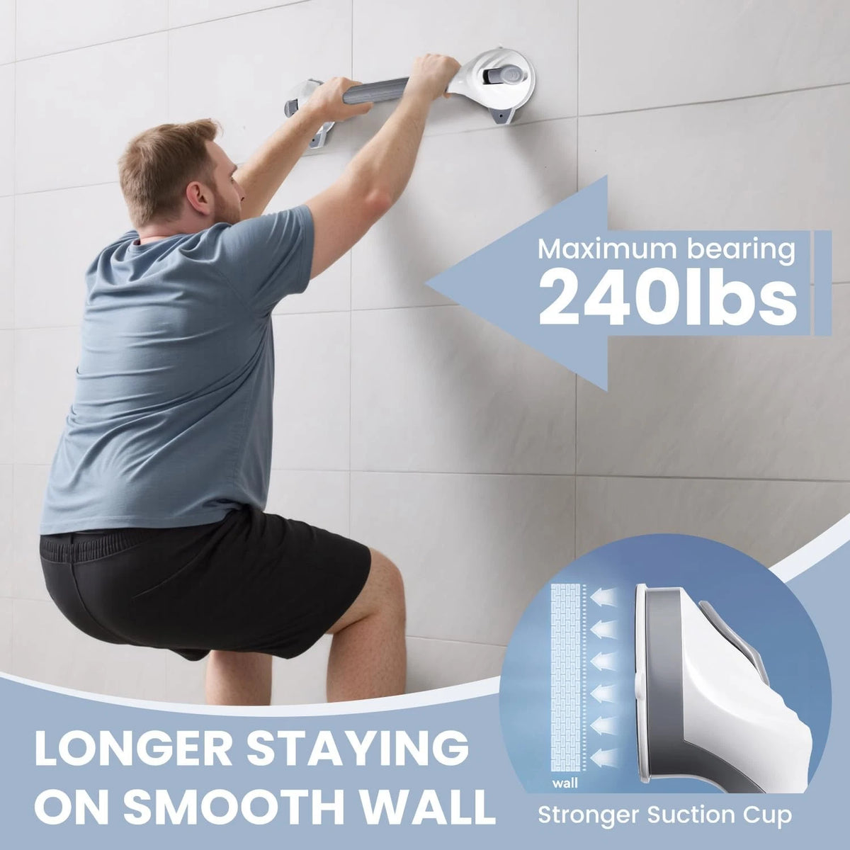 2X Grab Bars for Shower (16.5 Inch) - Light Gray