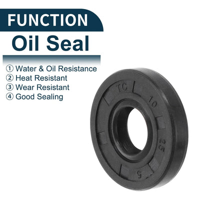 Set of 5 Oil Seal Rotary Shaft Seal NBR Rubber 10x25x5mm
