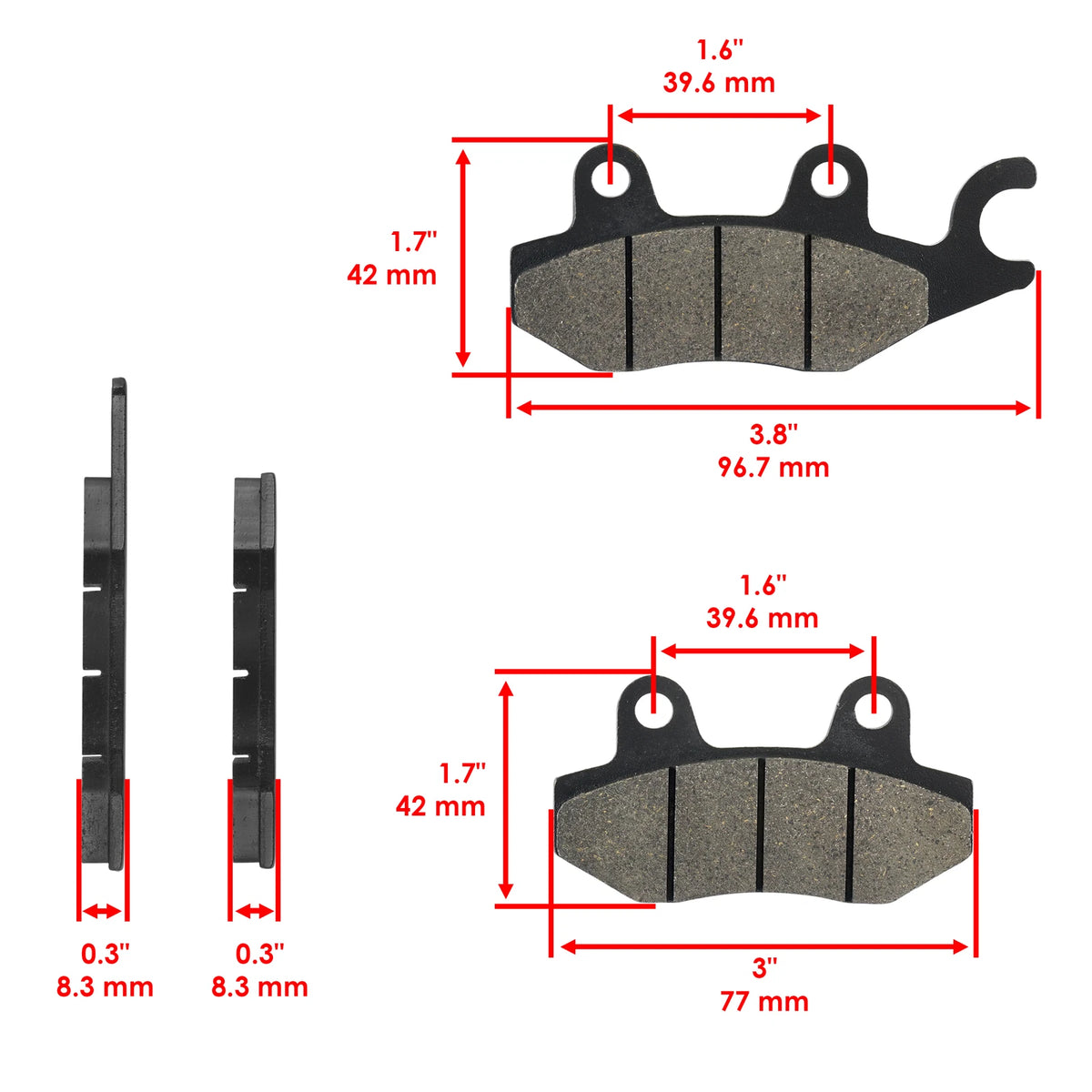 Set of 4 Brake Pads for Yamaha Rhino 700 (2008–2013) MP103AA2007, 3TU-W0045-00
