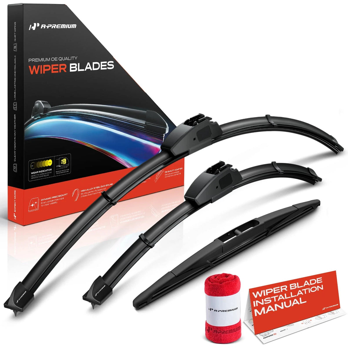 Set of 3 Windshield Wiper Blades for Subaru Impreza WRX (2015–2021)