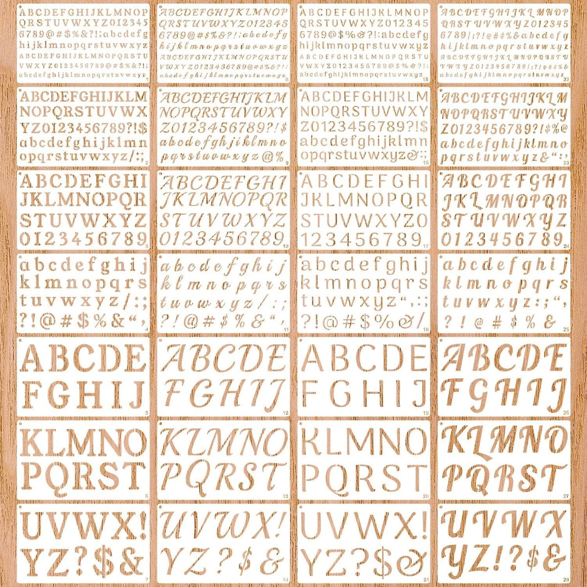 28 Pack Letter Stencils for Painting 1/3 1/2 3/4 1 2 Inch