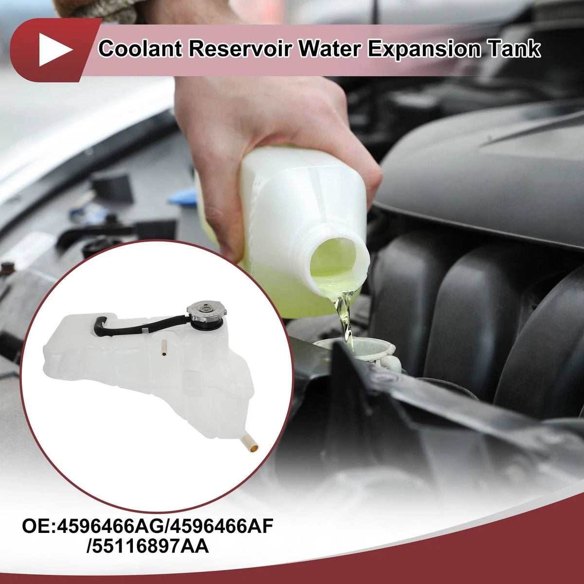 Coolant Expansion Overflow Tank with Cap No. 4596466AG for Dodge Charger 
