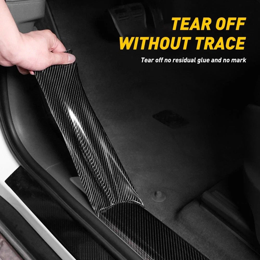 5D Carbon Fiber Glossy Vinyl Scuff Plates for Car Door Sills (Universal)