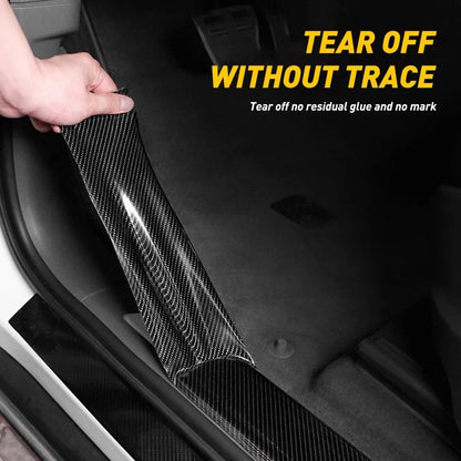5D Carbon Fiber Glossy Vinyl Scuff Plates for Car Door Sills (Universal)