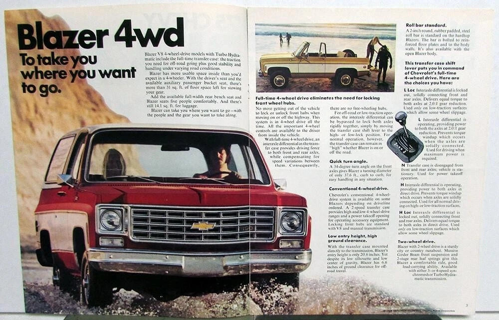 Chevrolet Blazer Truck Sales Brochure Original (1975)
