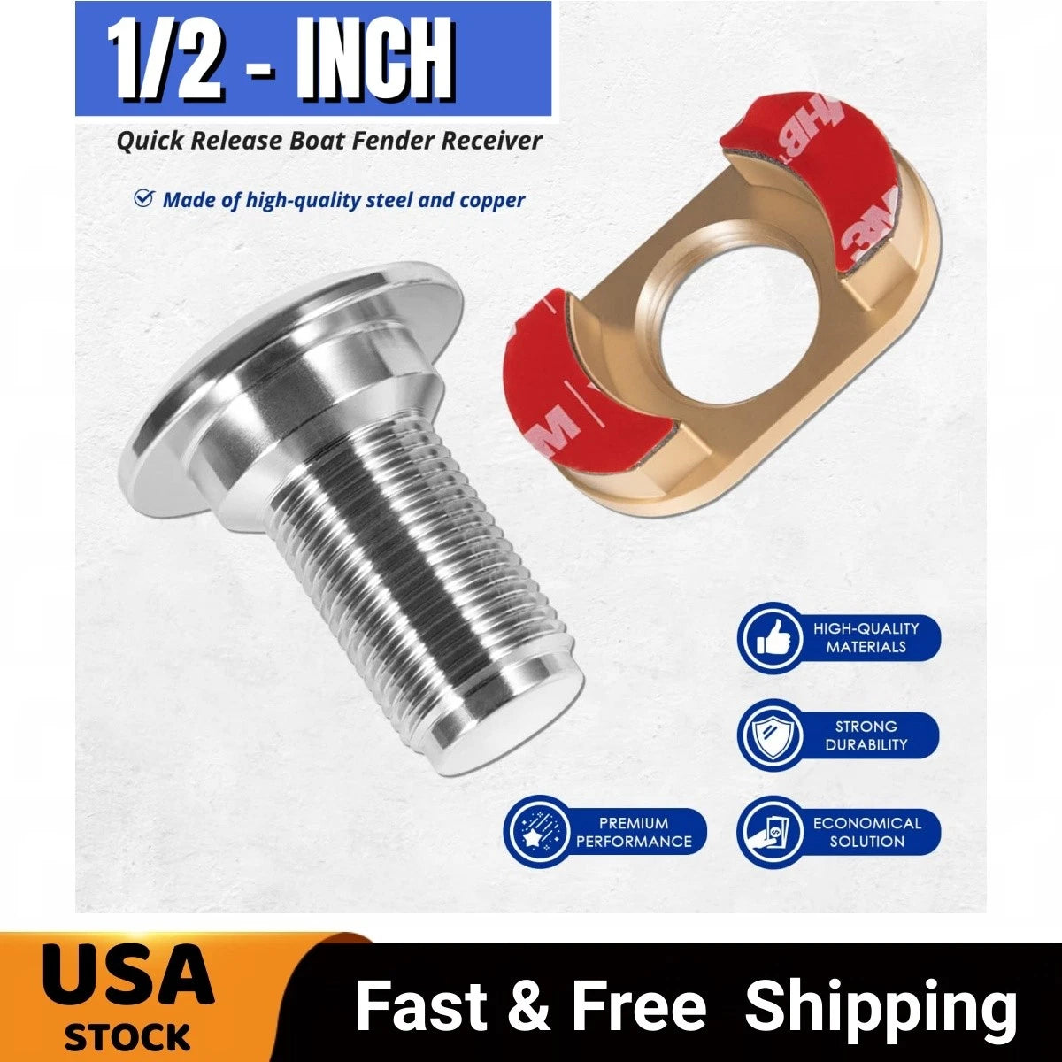 2-Inch Quick Release Fender Receiver Lock Kit for Marine (Stainless Steel)