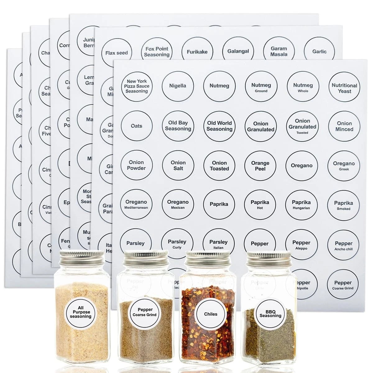 432 Pcs Waterproof Spice Labels Stickers 1.4in for Organizing Jars