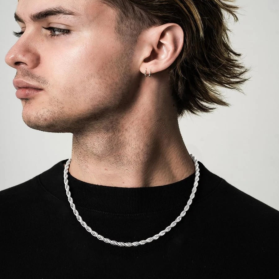 24-Inch 5mm Diamond Cut Rope Chain for Universal Use