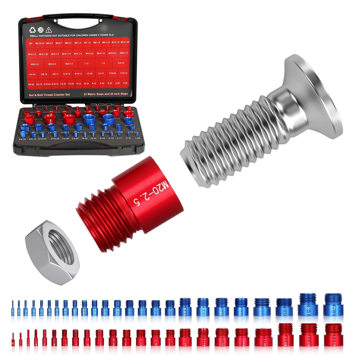 48PCS Thread Checker for Standard 25 Inch & 23 Inch Nuts and Bolts