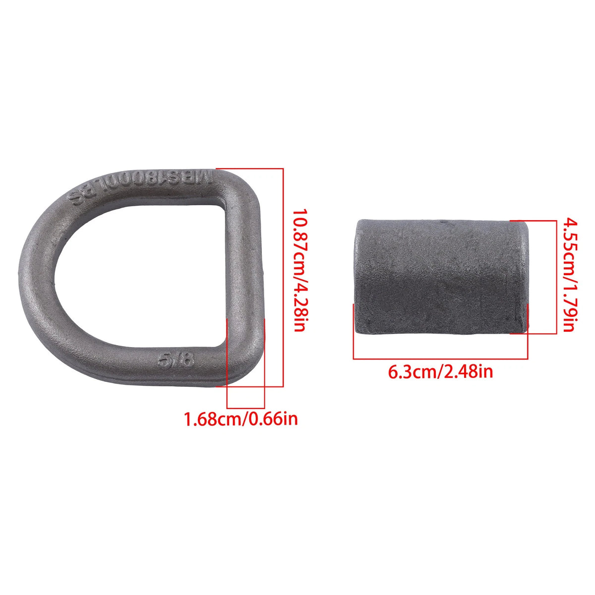 12 Pcs 5/8 Inch Heavy Duty Weld-On Forged D Ring (Fracture Strength 18,900lbs)