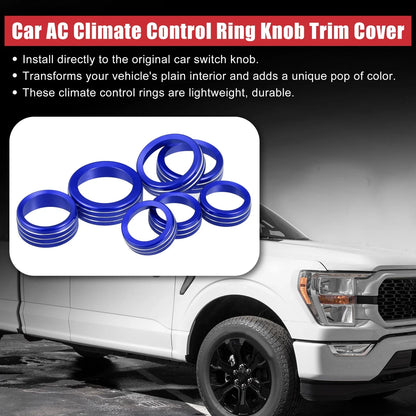 7pcs Blue AC Climate Control Ring Knob Trim for Ford F-150 (2021–2022)