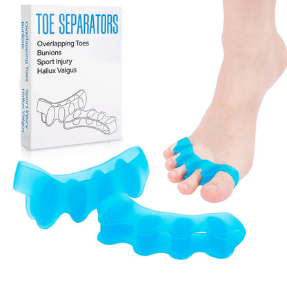Toe Spacers for Women & Men - Silicone Bunion Separators (Blue)