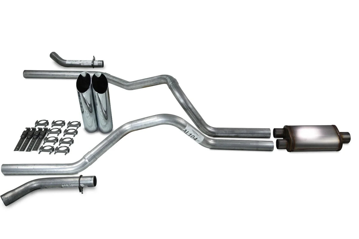 2.5" Dual Exhaust Kit for Dodge Ram 1500 (2004–2008) - Stainless Muff Slash Tips