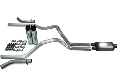 2.5" Dual Exhaust Kit for Dodge Ram 1500 (2004–2008) - Stainless Muff Slash Tips