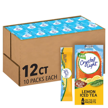 Pack of 12 Crystal Light Lemon Iced Tea Naturally Flavored (0.7 oz)