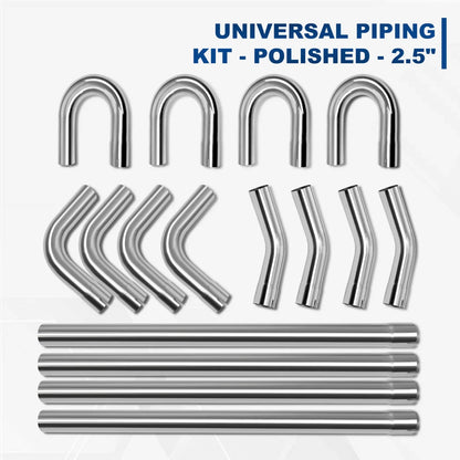 16Pcs Stainless Steel Exhaust Tubing Pipe Kit 2"/2.25"/2.5"/3"/3.5" OD