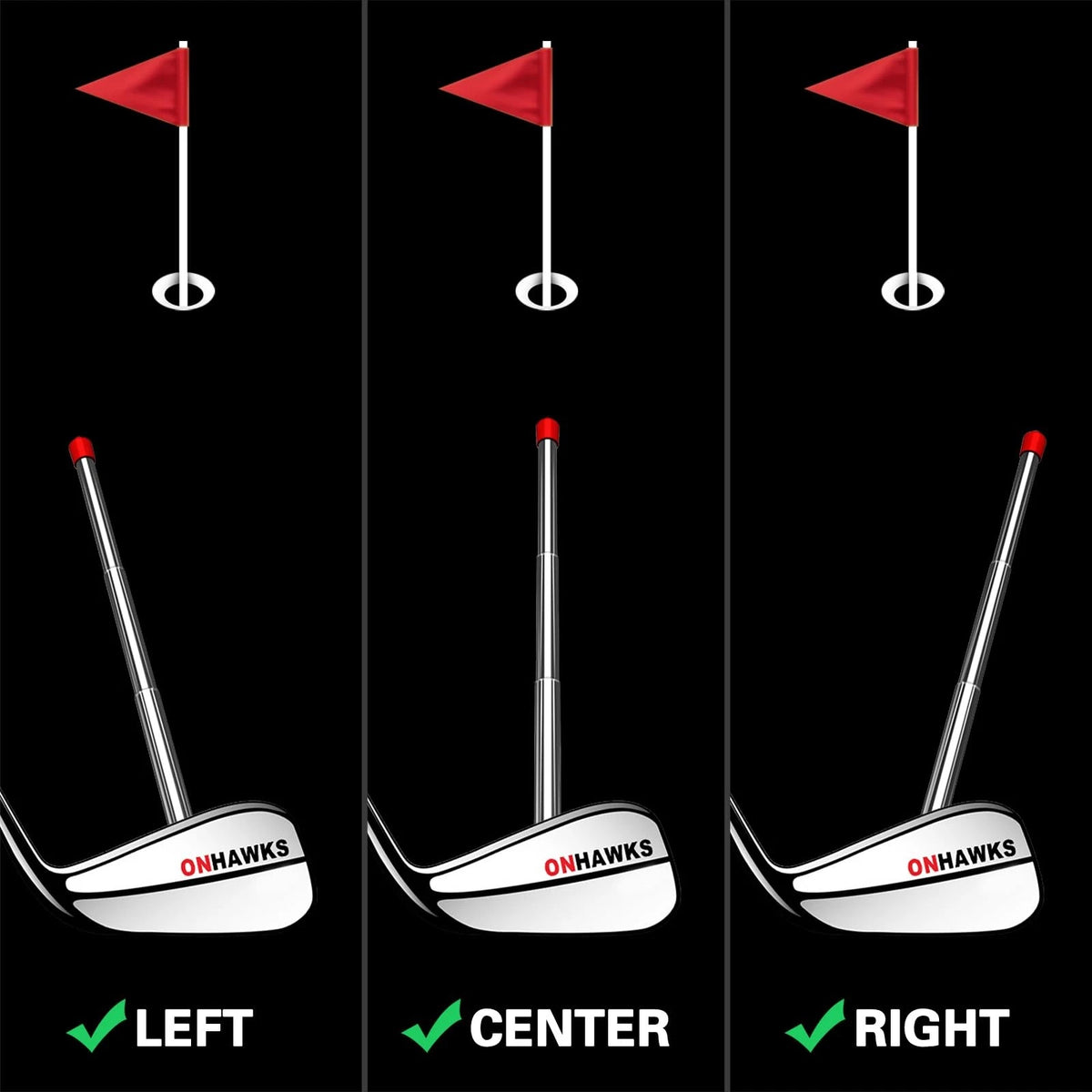 Set of 2 Golf Alignment Rods for ONHAWKS (Telescopic, Red)