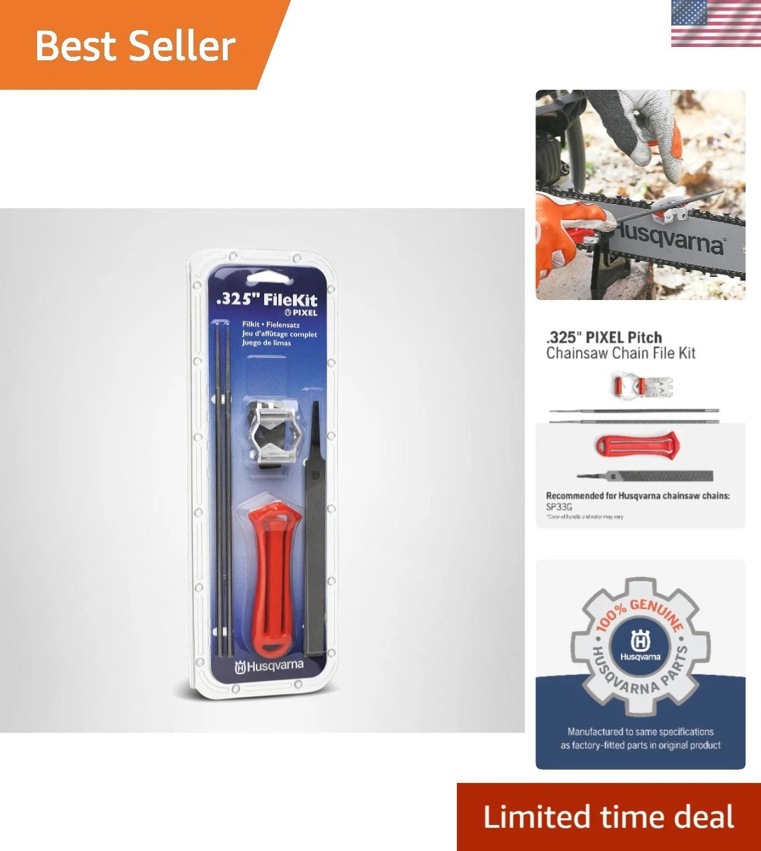 Chainsaw Sharpening Kit with Handle, Files & Guide for Men’s Gift