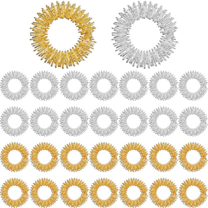 30 Pack Spiky Finger Sensory Toys (0.98 Inch) - Gold and Silver