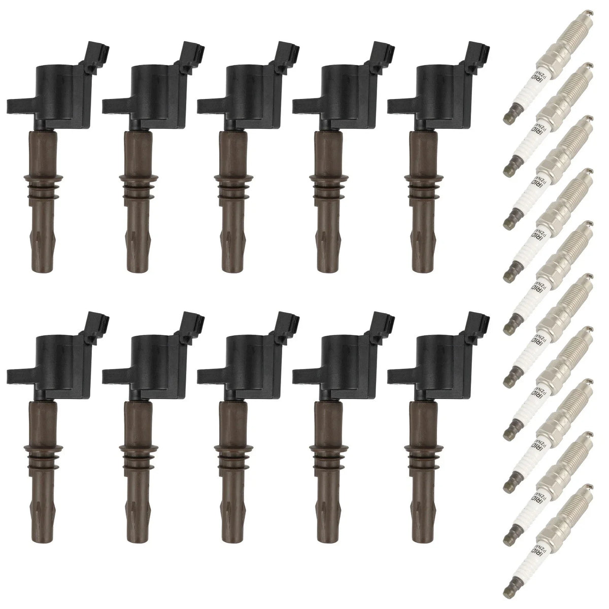 Set of 10 Ignition Coils and Spark Plugs for Ford F-250 F-350 F-450 Super Duty