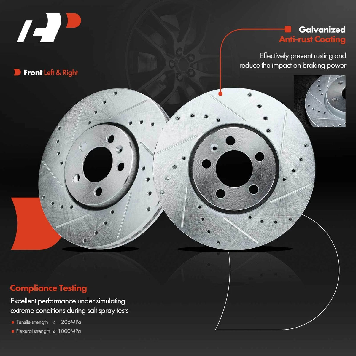 Front Drilled Brake Rotor for VW Jetta, Beetle, Golf (1999–2006) S-34168