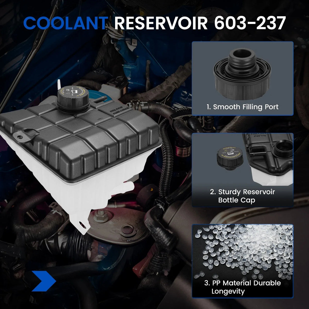 Engine Coolant Reservoir with Cap for Buick Lucerne Cadillac DTS (2006–2011)