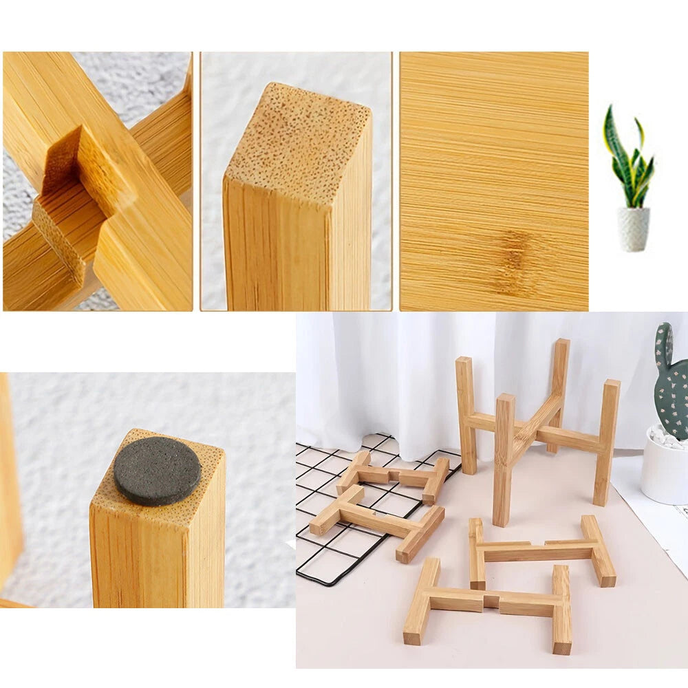 5.6in Bamboo Flower Stand Plant Rack Shelf Storage Display