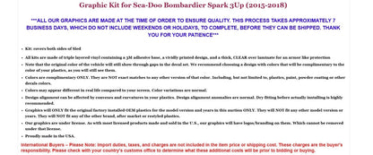 Graphic Stickers Decals for Sea-Doo Bombardier Spark 3 UP (2015–2018)