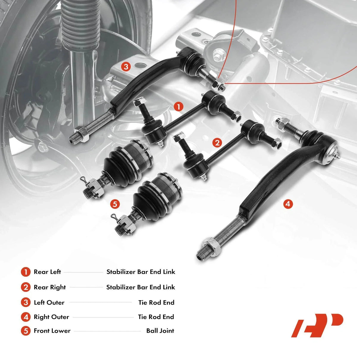 Set of 6 Sway Bar End Links & Tie Rod Ends for Chevy Trailblazer
