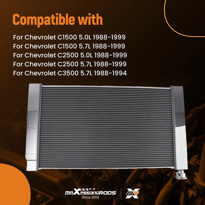 Cross Flow Radiator 3 Row for Chevrolet C1500 K1500 (1988–1999)