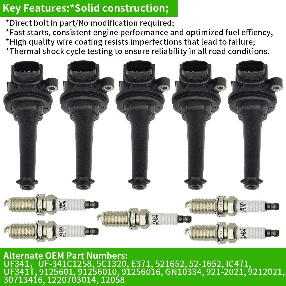 5 Ignition Coil Pack for Volvo S60 S70 S80 C70 XC70 V70 T5 (1999–2009) UF341