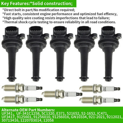 5 Ignition Coil Pack for Volvo S60 S70 S80 C70 XC70 V70 T5 (1999–2009) UF341